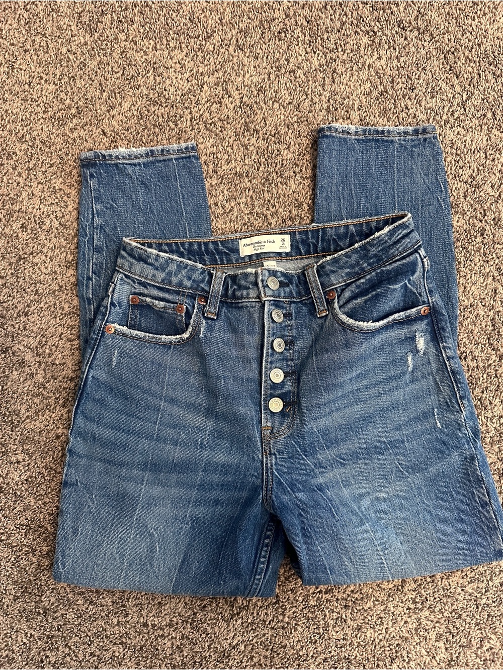 Abercrombie & Fitch Women’s Vintage Blue Button-Fly High-Rise Jeans
